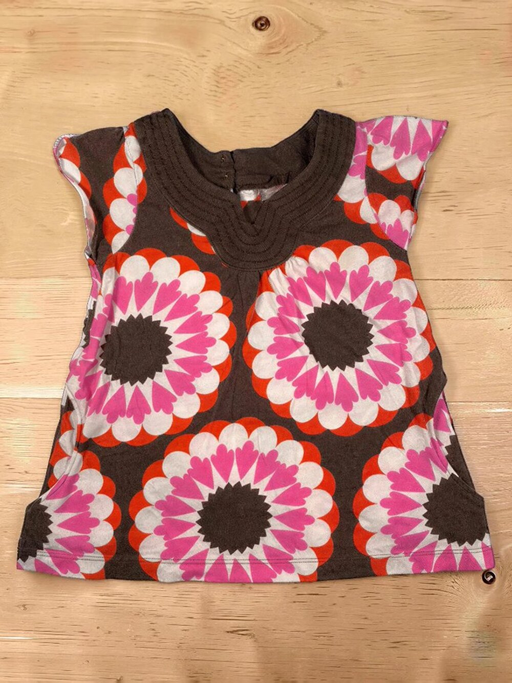 6/$12 💥♻ Carter's Brown/Orange/White & Pink Infant Dress | Size 12m | 0460